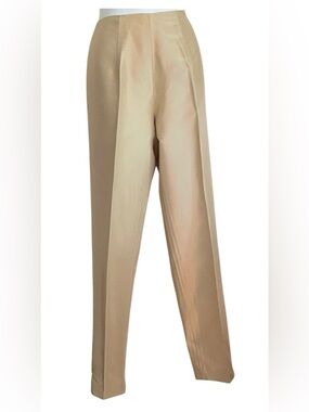 THOMAS STEINBRUCK Gold satin Straight Leg Pants, Flat Front, Side Zip. Medium